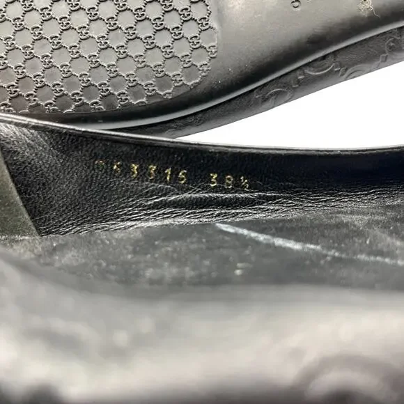 Gucci Guccissima Web Striped Leather Ballet Flats Shoes Black Size 38.5 US 8.5 - Picture 10 of 11